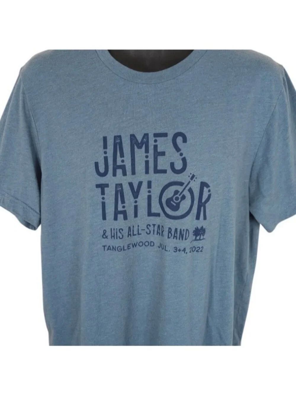 James Taylor T Shirt Mens Size Large Blue His All Star Band Tanglewood 2022